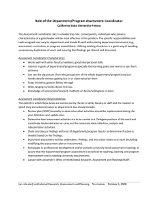 Role of the Department/Program Assessment Coordinator  California State University‐Fresno   