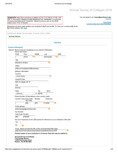 Annual Survey of Colleges 2016 12/21/2015 Annual Survey of Colleges