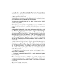 Introduction to the Quantitative Control of Metabolism