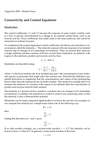 Connectivity and Control Equations Elasticities