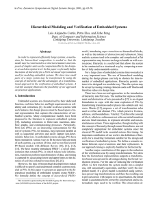 Hierarchical Modeling and Verification of Embedded Systems Linköping University, Linköping, Sweden