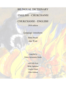 BILINGUAL DICTIONARY ENGLISH – CHUKCHANSI CHUKCHANSI – ENGLISH