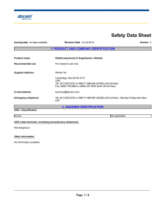 Safety Data Sheet 1. PRODUCT AND COMPANY IDENTIFICATION