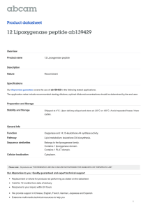12 Lipoxygenase peptide ab139429 Product datasheet Overview Product name