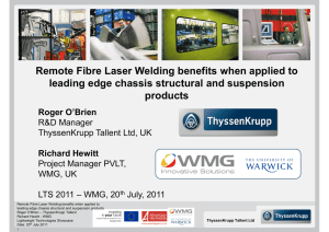 Remote Fibre Laser Welding benefits when applied to products