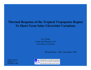 Thermal Response of the Tropical Tropopause Region Lon  Hood