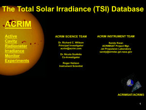ACRIM The Total Solar Irradiance (TSI) Database Active Cavity