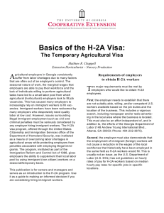 Basics of the H-2A Visa: A The Temporary Agricultural Visa Requirements of employers