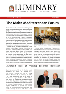 LUMINARY The Malta Mediterranean Forum DECEMBER www.um.edu.mt/alumni