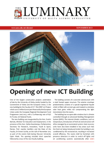 LUMINARY Opening of new ICT Building NOVEMBER 2013 www.um.edu.mt/alumni