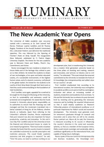 LUMINARY The New Academic Year Opens OCTOBER 2013 www.um.edu.mt/alumni