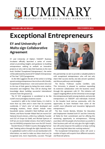 LUMINARY Exceptional Entrepreneurs EY and University of Malta sign Collaborative