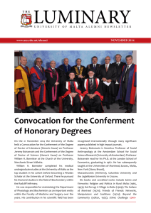 LUMINARY Convocation for the Conferment of Honorary Degrees NOVEMBER 2014