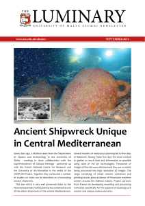 LUMINARY Ancient Shipwreck Unique in Central Mediterranean SEPTEMBER 2014