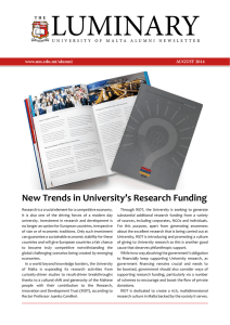 LUMINARY New Trends in University’s Research Funding AUGUST 2014 www.um.edu.mt/alumni