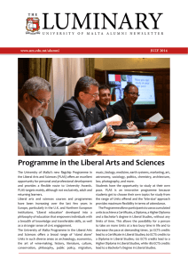 LUMINARY Programme in the Liberal Arts and Sciences JULY 2014 www.um.edu.mt/alumni