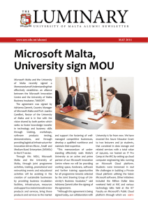 LUMINARY Microsoft Malta, University sign MOU MAY 2014