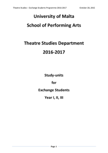 University of Malta School of Performing Arts  Theatre Studies Department