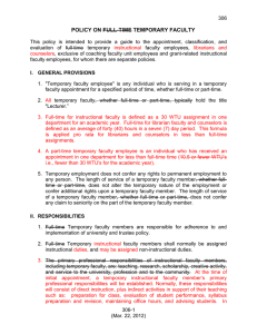 POLICY ON FULL-TIME TEMPORARY FACULTY