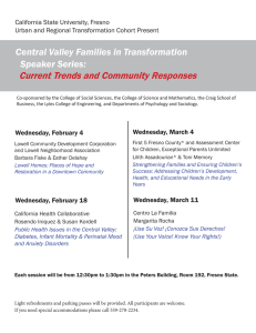 Current Trends and Community Responses Central Valley Families in Transformation Speaker Series:
