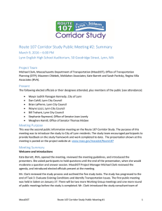 Route 107 Corridor Study Public Meeting #2: Summary