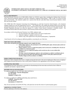 Technical Letter HR/Benefits 2005-05 Attachment A INFORMATION ABOUT SOCIAL SECURITY FORM SSA-1945