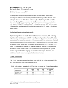 In spring 2006, faculty teaching sections of upper division writing... encouraged to make one class meeting available in which to...