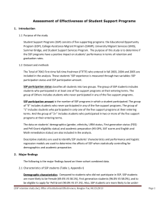 Assessment of Effectiveness of Student Support Programs 1.  Introduction