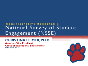 National Survey of Student Engagement (NSSE) CHRISTINA LEIMER, PH.D. Associate Vice  President