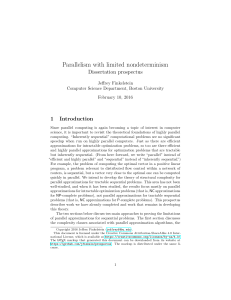 Parallelism with limited nondeterminism Dissertation prospectus 1 Introduction