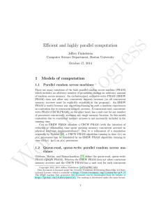 Efficient and highly parallel computation 1 Models of computation Jeffrey Finkelstein