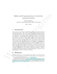 Highly parallel approximations for inherently sequential problems 1 Introduction