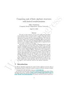 Computing rank of finite algebraic structures with limited nondeterminism Jeffrey Finkelstein