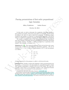 Parsing permutations of first-order propositional logic formulas Jeffrey Finkelstein András Kornai