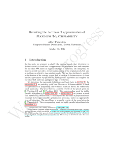 Revisiting the hardness of approximation of Maximum 3-Satisfiability 1 Introduction