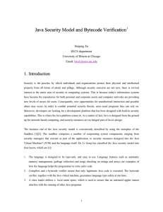 Java Security Model and Java Security Model and Bytecode Verification Bytecode Verification 1.