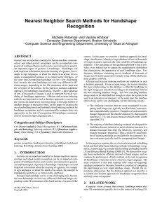 Nearest Neighbor Search Methods for Handshape Recognition