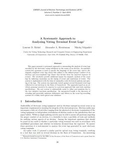 A Systematic Approach to Analyzing Voting Terminal Event Logs Laurent D. Michel