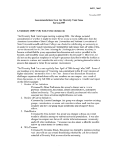 DTF, 2007 Recommendations from the Diversity Task Force Spring 2007