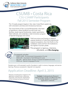 CSUMB • Costa Rica CSU-LSAMP Participants Fall 2015 Semester Program