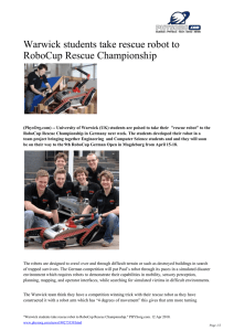 Warwick students take rescue robot to RoboCup Rescue Championship