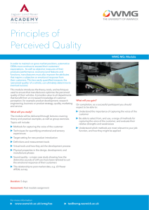 Principles of Perceived Quality WMG MSc Module