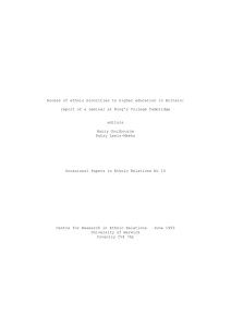 Access of ethnic minorities to higher education in Britain: