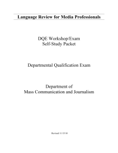 Language Review for Media Professionals  DQE Workshop/Exam Self-Study Packet