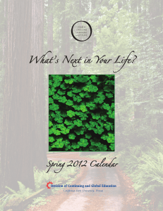 What’s Next in Your Life? Spring 2012 Calendar