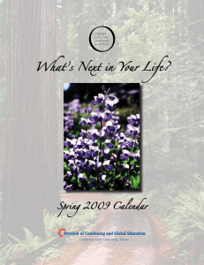 What’s Next in Your Life? Spring 2009 Calendar