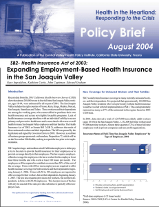 August 2004 Expanding Employment-Based Health Insurance in the San Joaquin Valley
