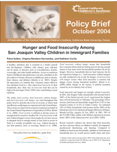 Policy Brief October 2004 Hunger and Food Insecurity Among