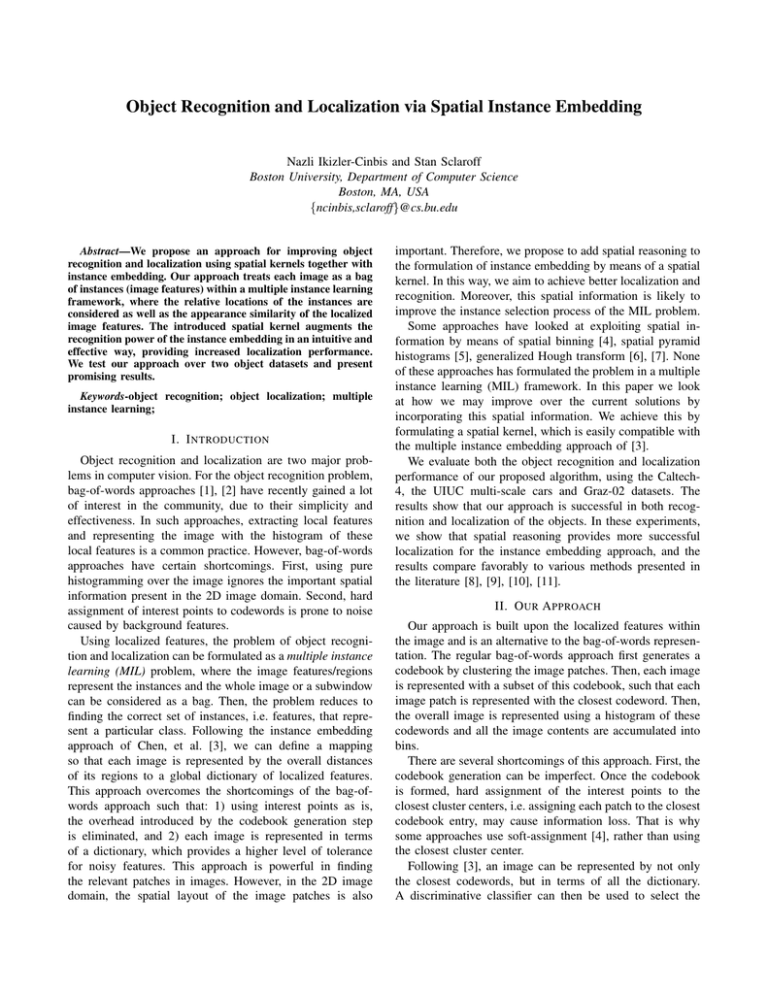 Object Recognition and Localization via Spatial Instance Embedding