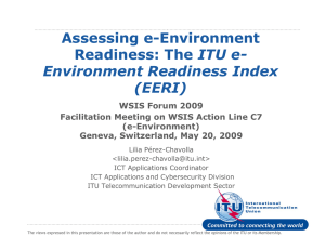 Assessing e-Environment ITU e- Environment Readiness Index (EERI)
